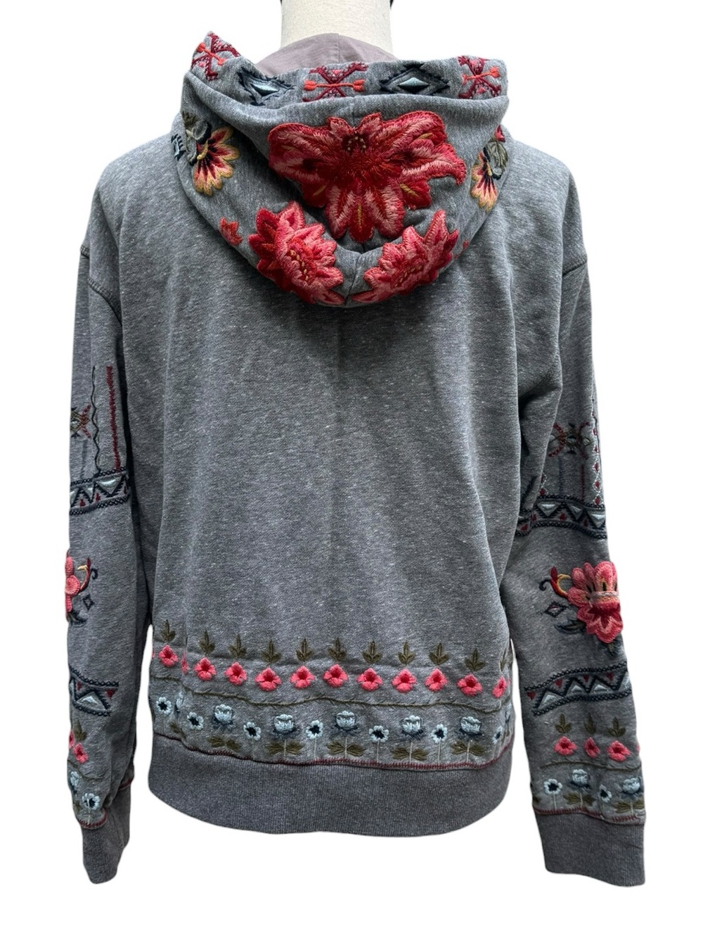 Driftwood Embroidered Floral Zip Hoodie Boho Western Jacket Medium - Picture 5 of 9